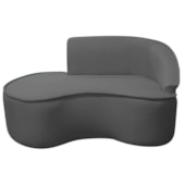 Divã Recamier Curvo Sala de Estar Recepção Marrocos 150cm Lado Esquerdo Linho Cinza Escuro