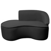 Divã Recamier Curvo Sala de Estar Recepção Marrocos 150cm Lado Esquerdo Linho Preto