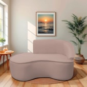 Divã Recamier Curvo Sala de Estar Recepção Marrocos 150cm Lado Esquerdo Linho Rosê