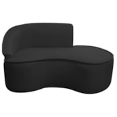 Divã Recamier Curvo Sala de Estar Recepção Marrocos 160cm Lado Direito Bouclé Preto