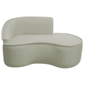 Divã Recamier Curvo Sala de Estar Recepção Marrocos 160cm Lado Direito Bouclé Verde Oliva