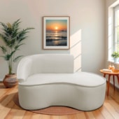 Divã Recamier Curvo Sala de Estar Recepção Marrocos 160cm Lado Direito Linho Bege