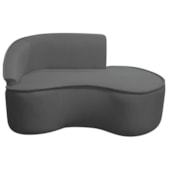 Divã Recamier Curvo Sala de Estar Recepção Marrocos 160cm Lado Direito Linho Cinza Escuro