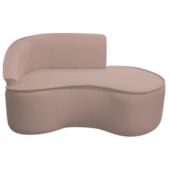 Divã Recamier Curvo Sala de Estar Recepção Marrocos 160cm Lado Direito Linho Rosê