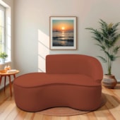 Divã Recamier Curvo Sala de Estar Recepção Marrocos 160cm Lado Esquerdo Bouclé Terracota