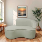 Divã Recamier Curvo Sala de Estar Recepção Marrocos 160cm Lado Esquerdo Bouclé Verde Oliva