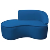 Divã Recamier Curvo Sala de Estar Recepção Marrocos 160cm Lado Esquerdo Linho Azul Royal