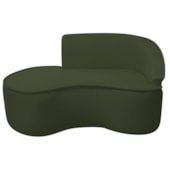 Divã Recamier Curvo Sala de Estar Recepção Marrocos 160cm Lado Esquerdo Linho Verde