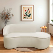 Divã Recamier Curvo Sala de Estar Recepção Marrocos 180cm Lado Direito Bouclé Bege