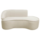 Divã Recamier Curvo Sala de Estar Recepção Marrocos 180cm Lado Direito Bouclé Bege