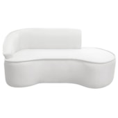 Divã Recamier Curvo Sala de Estar Recepção Marrocos 180cm Lado Direito Bouclé Branco