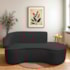 Divã Recamier Curvo Sala de Estar Recepção Marrocos 180cm Lado Direito Bouclé Preto