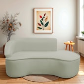 Divã Recamier Curvo Sala de Estar Recepção Marrocos 180cm Lado Direito Bouclé Verde Oliva