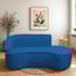 Divã Recamier Curvo Sala de Estar Recepção Marrocos 180cm Lado Direito Linho Azul Royal