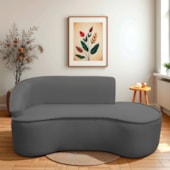 Divã Recamier Curvo Sala de Estar Recepção Marrocos 180cm Lado Direito Linho Cinza Escuro