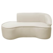 Divã Recamier Curvo Sala de Estar Recepção Marrocos 180cm Lado Esquerdo Bouclé Bege