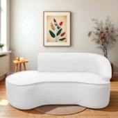 Divã Recamier Curvo Sala de Estar Recepção Marrocos 180cm Lado Esquerdo Bouclé Branco