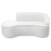 Divã Recamier Curvo Sala de Estar Recepção Marrocos 180cm Lado Esquerdo Bouclé Branco