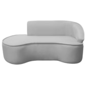 Divã Recamier Curvo Sala de Estar Recepção Marrocos 180cm Lado Esquerdo Linho Cinza Claro