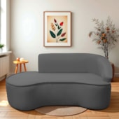 Divã Recamier Curvo Sala de Estar Recepção Marrocos 180cm Lado Esquerdo Linho Cinza Escuro