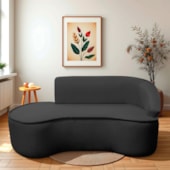 Divã Recamier Curvo Sala de Estar Recepção Marrocos 180cm Lado Esquerdo Linho Preto