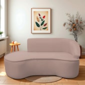 Divã Recamier Curvo Sala de Estar Recepção Marrocos 180cm Lado Esquerdo Linho Rosê