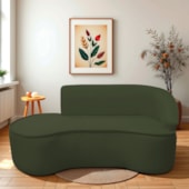 Divã Recamier Curvo Sala de Estar Recepção Marrocos 180cm Lado Esquerdo Linho Verde