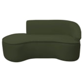 Divã Recamier Curvo Sala de Estar Recepção Marrocos 180cm Lado Esquerdo Linho Verde