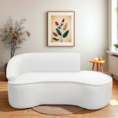 Divã Recamier Curvo Sala de Estar Recepção Marrocos 200cm Lado Direito Bouclé Branco