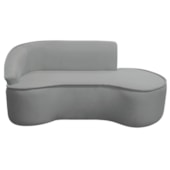 Divã Recamier Curvo Sala de Estar Recepção Marrocos 200cm Lado Direito Bouclé Cinza