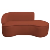 Divã Recamier Curvo Sala de Estar Recepção Marrocos 200cm Lado Direito Bouclé Terracota