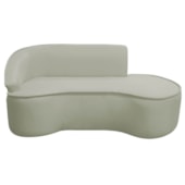 Divã Recamier Curvo Sala de Estar Recepção Marrocos 200cm Lado Direito Bouclé Verde Oliva