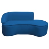 Divã Recamier Curvo Sala de Estar Recepção Marrocos 200cm Lado Direito Linho Azul Royal