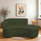 Divã Recamier Curvo Sala de Estar Recepção Marrocos 200cm Lado Direito Linho Verde