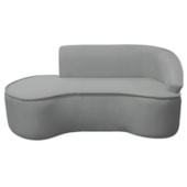 Divã Recamier Curvo Sala de Estar Recepção Marrocos 200cm Lado Esquerdo Bouclé Cinza