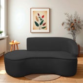 Divã Recamier Curvo Sala de Estar Recepção Marrocos 200cm Lado Esquerdo Bouclé Preto
