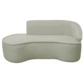 Divã Recamier Curvo Sala de Estar Recepção Marrocos 200cm Lado Esquerdo Bouclé Verde Oliva