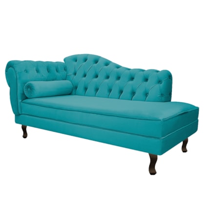 Diva Recamier Juliana 130cm Lado Direito Suede Azul Turquesa - Amarena Móveis