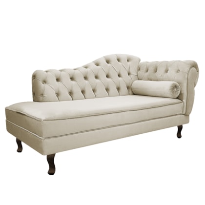 Diva Recamier Juliana 130cm Lado Esquerdo Linho Bege - Amarena Móveis