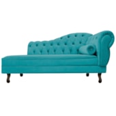 Diva Recamier Juliana 130cm Lado Esquerdo Suede Azul Turquesa - Amarena Móveis