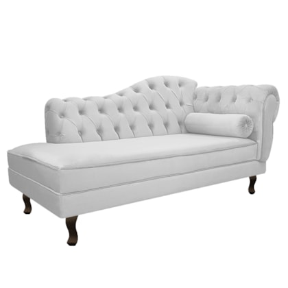 Diva Recamier Juliana 130cm Lado Esquerdo Suede Branco - Amarena Móveis