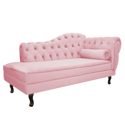 Diva Recamier Juliana 130cm Lado Esquerdo Suede Rosa Bebê - Amarena Móveis