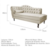 Divã Recamier Juliana Lado Direito 120 cm Linho Bege - Amarena Móveis