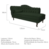 Divã Recamier Juliana Lado Direito 120 cm Linho Verde - Amarena Móveis