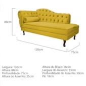 Divã Recamier Juliana Lado Direito 120 cm Suede Amarelo - Amarena Móveis