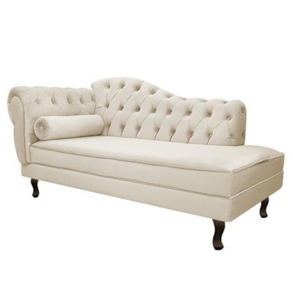 Divã Recamier Juliana Lado Direito 120 cm Suede Bege - Amarnena Móveis
