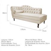 Divã Recamier Juliana Lado Direito 120 cm Suede Bege - Amarnena Móveis