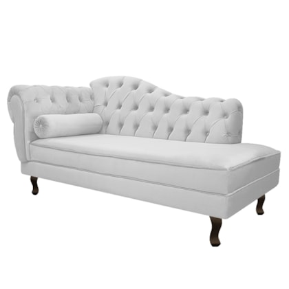 Divã Recamier Juliana Lado Direito 120 cm Suede Branco - Amarena Móveis
