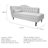 Divã Recamier Juliana Lado Direito 120 cm Suede Branco - Amarena Móveis