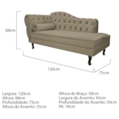 Divã Recamier Juliana Lado Direito 120 cm Suede Cappuccino - Amarena Móveis